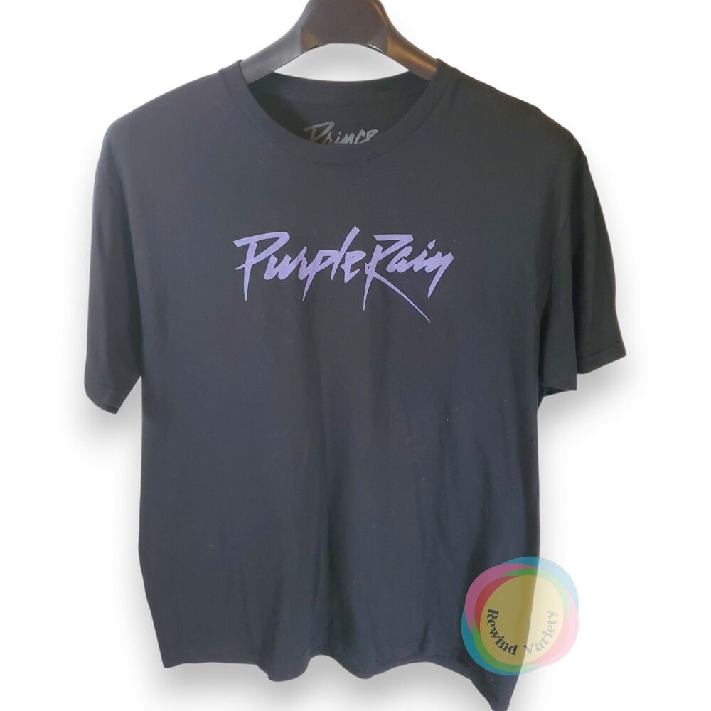 Prince Purple Rain Text Logo Graphic T-Shirt Black XL